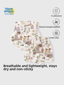 Baby Outfit Vest Set Thin Cotton Gauze Clothes Summer Outdoors Clothes for Infants And Toddlers Casual Style Spring Summer