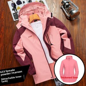 Outdoor Mens Assault Jacket Three in One Two-Piece Set Removable Spring & Fall Winter Fleece-lined Thickened Fashion Brand Cold-Resistant Windproof Outwear