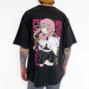 Demon Slayer Anime Kanroji Mitsuri Printed T-Shirt Summer New Mens Japanese Harajuku Loose Casual Childrens Parent-Child Top