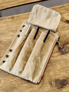 Handmade Canvas Storage Bag Accessories Zipper Wallet Loose Leaf A5 Inner Pocket Replacement Vintage Style Long Wallet for Youth