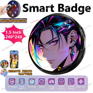 Dynamic Electronic Badge Anime Merchandise Digital Display Badge with Touch Control for Uploading Photos GIFs and Videos New Men