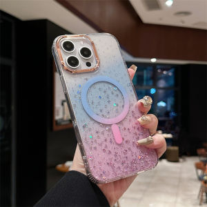Luxury Gradient Sequins Glitter Magnetic Phone Case For iPhone 16 Plus 15 14 13 Pro Max Transparent Shockproof Protective Cover