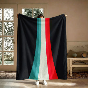 BILIBILI | Curved Stripes Black Flannel Blanket Perfect for Sofa Office Bed Travel Sleep Read Relax Camping Four Season Use