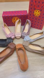 Tory Burch Flatshoes Logo Kotak Genuine Leather