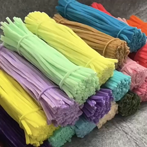 100pcs 8mm New Colorful Dense fuzzy wire pipe cleaner craft flower Chenille Stem DIY Childrens Handmade fuzzy wire flower set bouquet wrapper knitting set toy