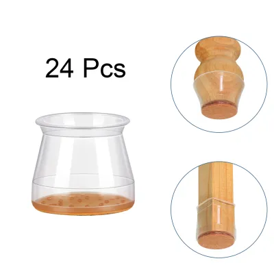 24 Pcs Silicone Chair Leg Floor Protectors with Non-slip Felt Furniture Cups for Hardwood Floors Protect Floors from Scratches