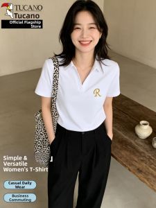 TUCANO | Pure Color Turn-down Collar Simple All-match Womens Short-sleeved Polo Shirt