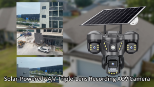 V380 AOV 24 Hours Keep Recording  15MP Three Lens HD Outdoor 4G Solar Camera Night Vision PIR Human Detection Wireless Video Surveillance 4G sim Three Lens Outdoor CCTV
