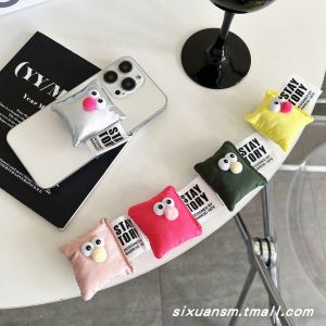 Cute Cartoon Style Square Pillow Phone Stand Durable Silicone Material Rotatable Foldable Sticky Support Seat for Watching TV Shows