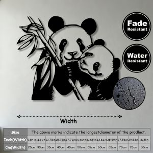 CIFbuy | 2D Flat Panda Family With Bamboo Metal Wall Art Wildlife‑Themed Iron Silhouette Mural Indoor Outdoor Living Room