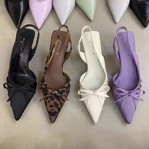 Leopard Print Bow-Tie Peep Toe Stiletto Heels