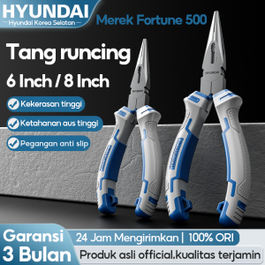 Hyundai Tang Lancip 6/8Inch Long Nose Tang Cucut Pemotong Kabel GAGANG KARET MURAH Tang Hidung Jarum