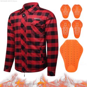 WOSAWE | WOSAWE Men Women Winter Motorcycle Jacket Windproof Warm Motocross Checkered Shirt Upgraded Retro Casual Motorcyclist Clothing
