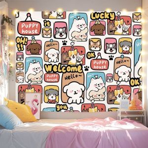 VIKAMA Summer Swimming Puppy Tapestry Wall Art for Bedroom Living Room Decoration Pool Cute Dog Penguin Yellow Duck Cartoon