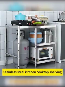 Homelife Stainless Steel Kitchen Rack Gas Rack with Spice Rack Furniture Kitchen Utensil Storage Rack