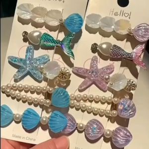 Ocean Shell Starfish Hair Clip Set Mermaid Tail Girl Hairpins Fashion Vacation Casual Side Claws Sweet Gifts