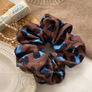 Peacock Blue Leopard Print Hair Ties Womens Elegant Hair Accessories Hair Bands High End Retro Large Elastic Hair Bands