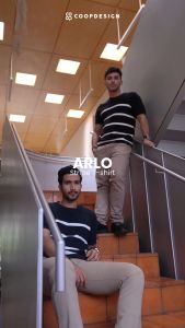 Coop Design - Arlo Kaos Stripe Garis-Garis Pria Lengan Pendek