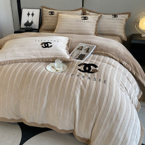 Luxurious Winter Thickened Milk Velvet Four-Piece Bedding Set Anti-Static Double-Sided Velvet Duvet Cover Sheet Small Fragrance Style