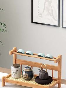 Chinese Style Small Wooden Display Stand for Tea Sets