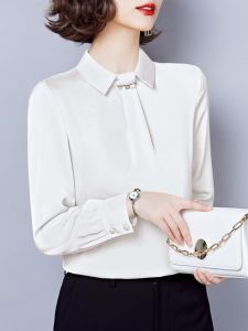 Fashionable Long Sleeve Satin Shirt Womens Spring Autumn Winter New Style Moms Shirt Trendy Top Elegant Small Shirt