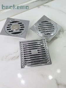 BAOKEMO Stainless Steel Square Shower Floor Drain Detachable Odor Proof Bathroom Parts Accessories