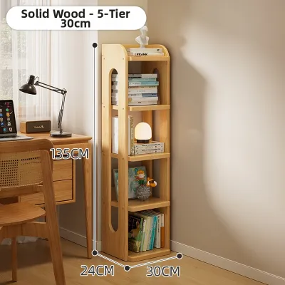 Solid Wood Floor-standing Bookshelf Wall-mounted Storage Shelf Simple Home Bookcase Childrens Picture Book Storage Rack