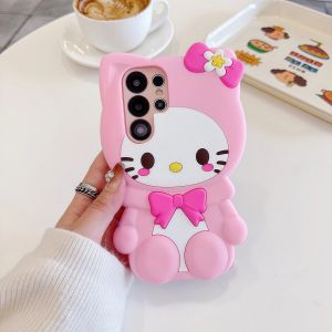 Sanrio | For Samsung Galaxy S26 S25 S24 S23 S22 S20 Ultra Plus S21 S23 S24 S25 FE Cartoon Bow Leg Holder Silicone Back Cover For A16 A56
