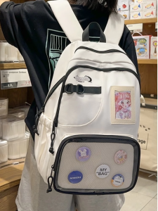 OUDENGPAI | Large Capacity Backpack With Transparent Layer And Dividers For High School Girls Shoulder Bag Commuter Style Soft Handle