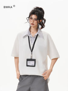 BWKA | Striped Faux Layer Loose Fit 5/8 Sleeve T-shirt