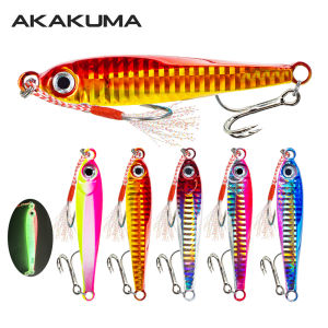 AKAKUMA | Fishing Jigs 7-60g Saltwater Slow Sinking Hard Luminous Metal Jigging Spoon with Assist Hooks Sea Fishing Jigging Lure for Bass