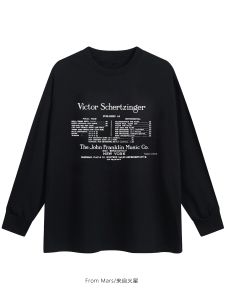 Áo Thun Cotton Dài Tay Rộng Rãi in Chữ Thời Trang Cổ Tròn Thường Ngày Mùa Thu Phong Cách BF Dành Cho Nam Và Nữ