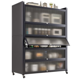 Kitchen Multi-layer Storage Rack Stand Microwave Oven Cabinet Dustproof Metal Floor-standing Kitchen Storage Solution