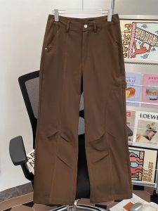 American Style Retro Silhouette Work Pants Men Spring Autumn Loose Straight Leg Washed Design Casual Pants Wide Leg Pants