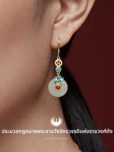 TH | Natural Hetian Jade New Chinese Style Sterling Silver Earrings