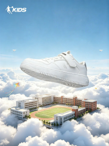 Qiaodan | Giày Sneakers Vải Đế Thấp Trắng cho Trẻ Em