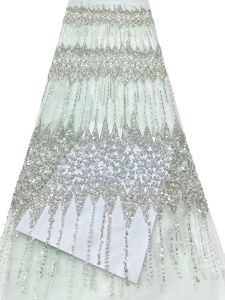 Beautiful French Net Lace with SequinsNewest African beaded embroidery lacefashion french pearls Lace Fabric AT2922