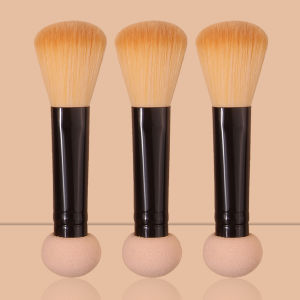 3PCS best-selling double-headed sponge/soft fiber bristle makeup brushes suitable for both blush and loose powder makeup tools