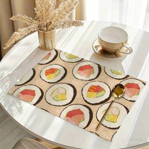 Cartoon Sushi Non-Slip Placemat Durable & Easy To Clean Suitable for Home Picnic & Restaurant