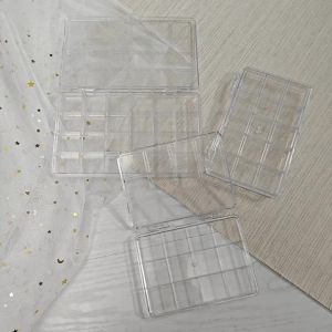 12/15/24Grids Empty Storage Box Clear For Nail Accessories Transparent Plastic Container For Jewelry Rhinestones Rectangle Case