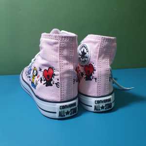Sepatu Sneaker Anak Perempuan High Top Karakter Kartun BT21 BTS Korea Style