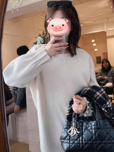 BINKAFENNY | Ladies Round Neck Knitwear Soft Loose Lantern Sleeve Warm Autumn Winter Top Comfortable Lazy Style Pressed Pleat Cuff Sweater