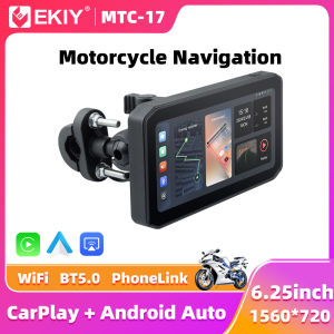 EKIY 6.25" Portable Digital Motorcycle Dashboard GPS Navigation Display Screen TPMS Monitor Wireless CarPlay Moto Android Auto
