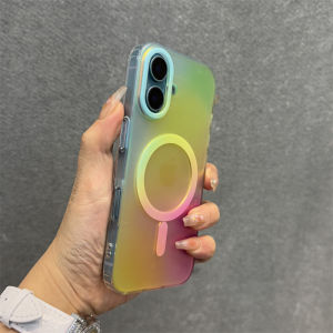 Dele Applicable  16 Phone Case Blue Ink Dragonfly 16Promax Magnetic Gradient 15Pro Acrylic 14Pm Soft Edge High-End Wireless Charging 16Plus