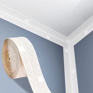 1roll 14cmx2.3m Self Adhesive Wall Skirting Border 3D Diamond Wallpaper Ceiling Wall Stickers Anti-collision Baseboard Waistline