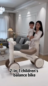 Woop Balance Scooter Bike for Little Kids Multi-function 2-in-1 Rocking Horse 4 Wheels