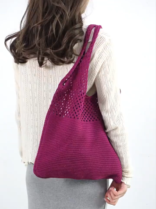 ABS Beg Kait Jaring Sandang Viral Kapasiti Besar Korean Style Wool Knitting Mori Fashion Knit Shoulder Bag Women Hollow Out Tote College OOTD Fesyen Terkini 針織肩包