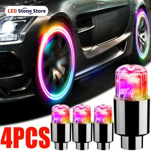 Car Hub Ambient Light Bicycle LED Tire Lights Universal Car Neon Lamp Valve Cover Lights Tire Colorful Flashing Bulb Decoration