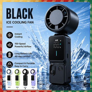 Portable Mini Jet Ice Cooling Hand Fan 3000mAh Rechargeable Pocket Fan LED Display 100 Speed Adjustable Travel Outdoor Handheld Fan