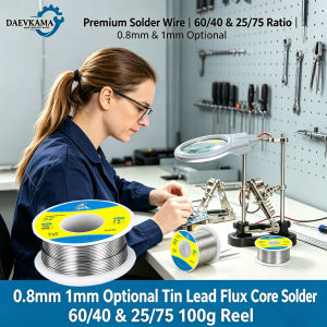 0.8mm/1mm Tin Lead Flux Core Solder Wire 60/40 25/75 100g Reel for Electronics Soldering Lab DIY Household Tool